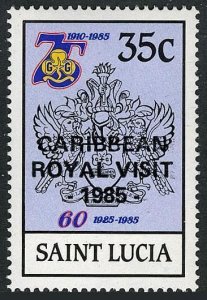 St Lucia 796-802,MNH.Michel 802-809. Caribbean Royal visit 1985.Overprint.