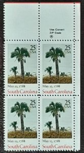 US Scott # 2343; South Carolina, 1988; VF;MNH, og; Block of 4