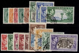 JAMAICA GVI SG121-133a, 1938-52 complete set, FINE USED. Cat £55.