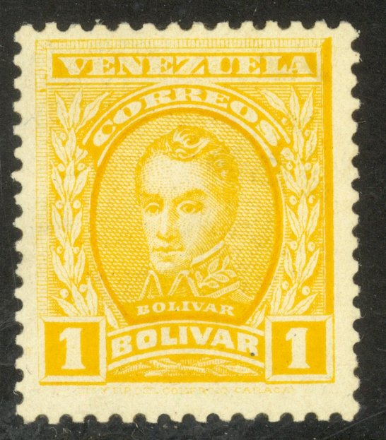 VENEZUELA 1911 1b Simon Bolivar Portrait Issue Sc 255 MH