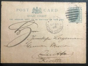 1897 Ada Gold Coast Postal stationery Postcard Cover To German Mission Quitta