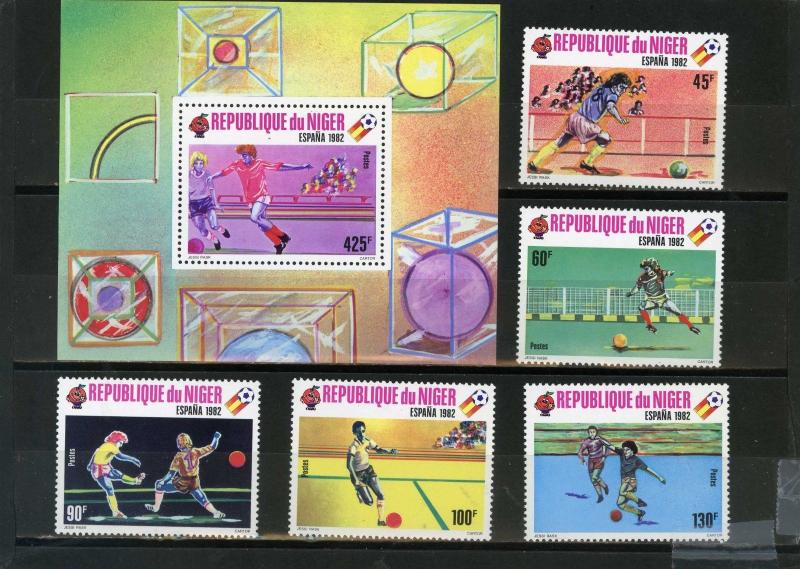 NIGER 1980 Sc#521-526 SOCCER WORLD CUP SPAIN SET OF 5 STAMPS & S/S MNH 