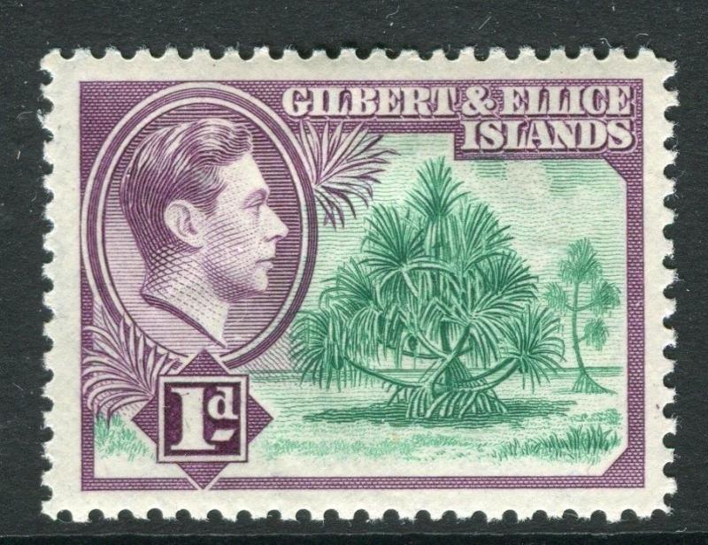 GILBERT & ELLICE ISLANDS;  1938 early GVI issue Mint hinged 1d. value