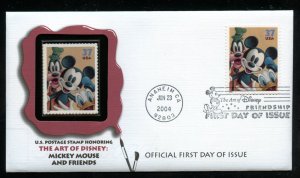 US 3865 Art of Disney Friendship Mickey & Donald UA Fleetwood cachet FDC combo