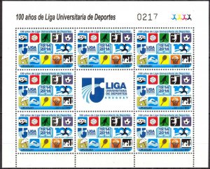 Uruguay 2014 Sport Football Soccer Basketball Tennis Chess Sheet MNH