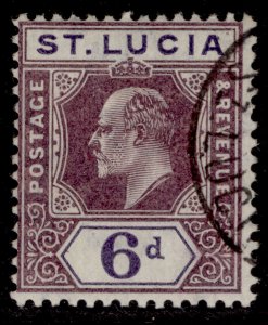 ST. LUCIA EDVII SG72, 6d dull purple & violet, FINE USED. Cat £45.