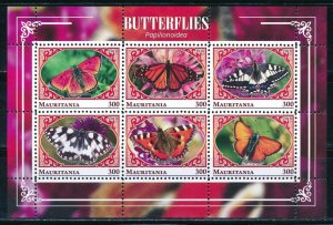 Mauritania - Colorful Butterflies MNH Sheet (2018) 