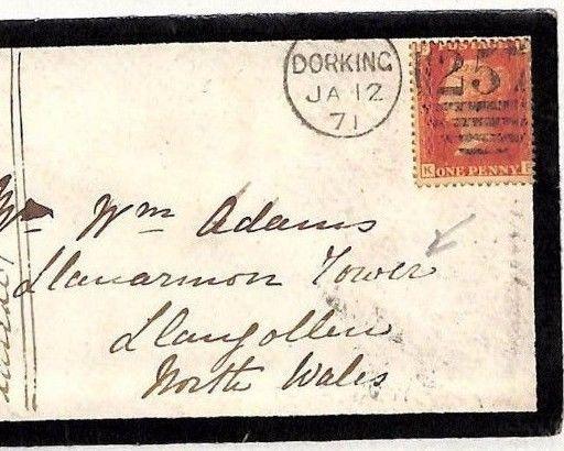 RR70 GB WALES 1871 Dorking Cover LLANARMON TOWER Llangollen {samwells-covers}