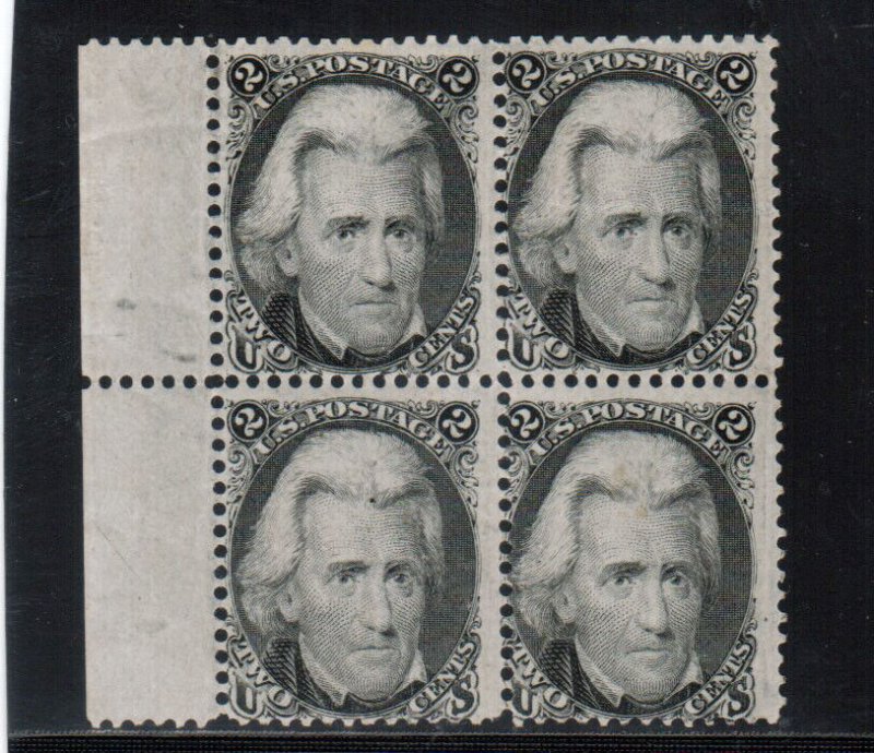 USA #73 Mint Left Margin Block Full Original Gum Slight Gum Toning 