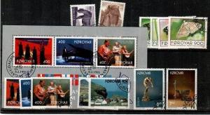 Faroe Islands Scott 247-59,249a Used CTO (Catalog Value $39.50) - 1993 Year Set