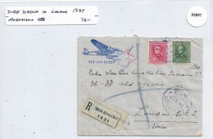 Dire Daoua, Eritrea to London, England 1937 Registered Airmail (53897)