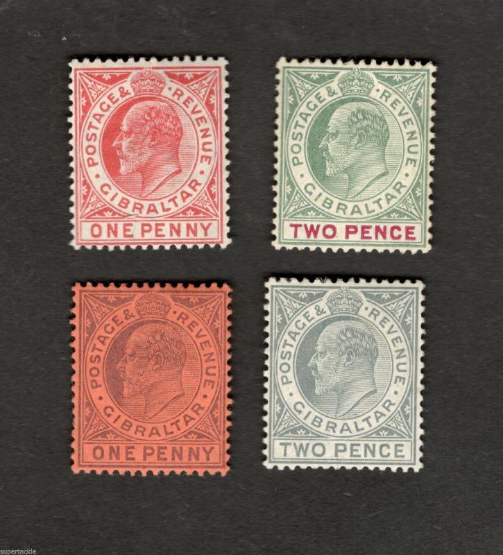 c1900's Gibraltar Revenue stamps #50-53 One Penny/Two Pence MH Fine