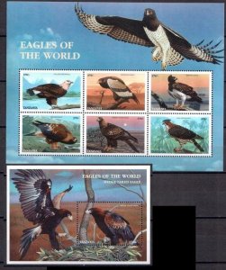 1998 Tanzania eagles birds of prey klb+s/s MNH 152