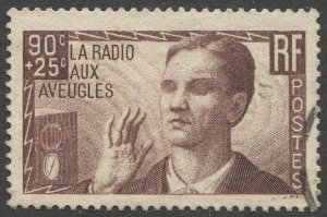 FRANCE 1938 Sc B79 Used  VF 90c + 25c  Blind Man & Radio