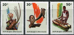 Rwanda 20c, 30c and 50c 1973 African Musical Instruments Set of 3 Mint NH VF