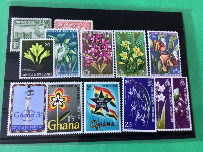 British Honduras Ghana & Malta mint never hinged stamps Ref 54601 