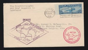 US C15 $2.60 Graf Zeppelin Round Trip Cover to Cleveland Heights Ohio XF SCV$625