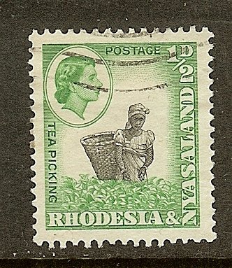 Rhodesia & Nyasaland, Scott #158, 1/2p Queen Elizabeth II, Used