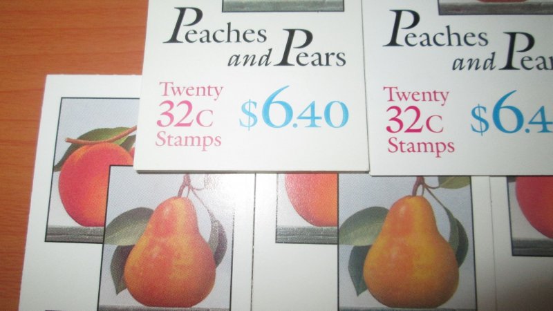 Discount Postage 7x Peaches & Pears 32c US Booklet  Face $44.40 #2487-88 VF MNH