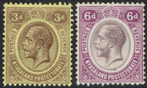 NYASALAND 1921 KGV 3D AND 6D WMK MULTI SCRIPT CA