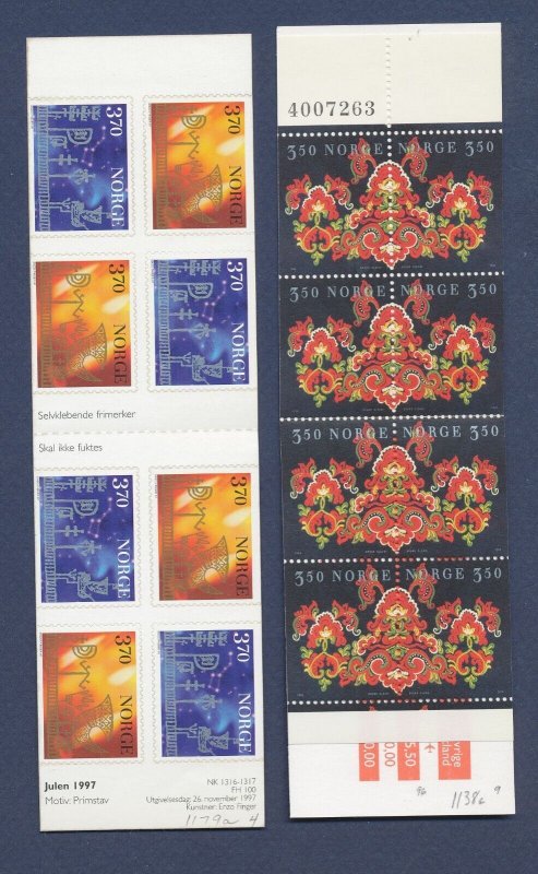 NORWAY -  scott 1138a & 1179a -  MNH Booklets - Christmas - TWO SCANS --b