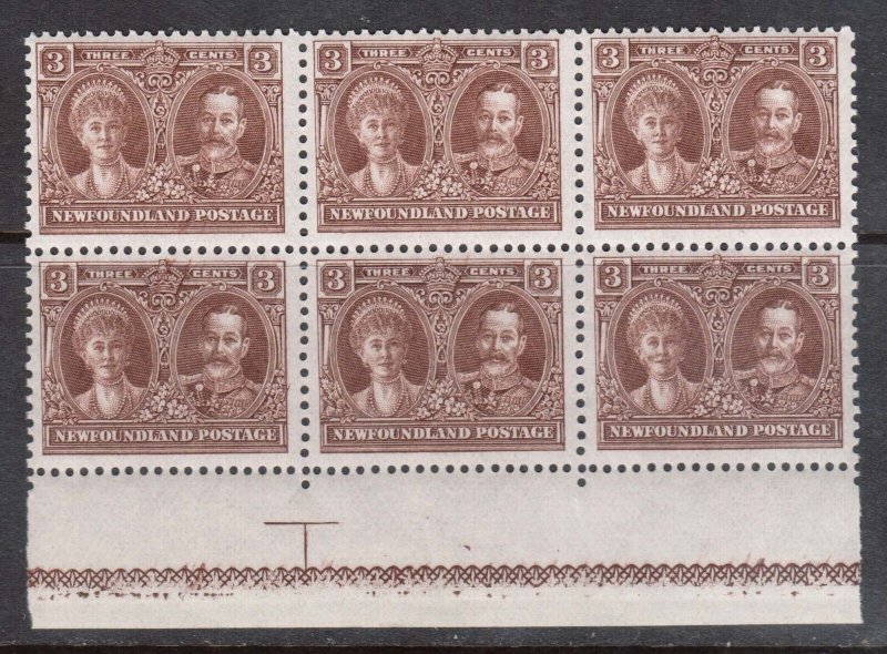 Newfoundland #147ii VF/NH Lathework Block Of Six