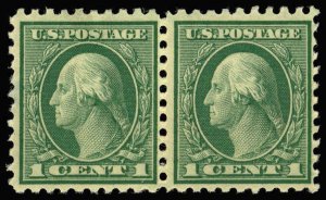 US Sc 543 F-VF/MNH PAIR - 1921 1¢ Washington Perf 10 - Rotary Press