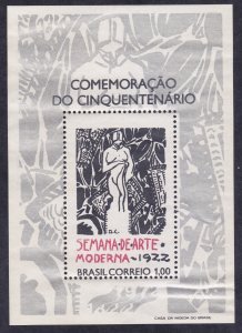 Brazil 1222 MNH 1972 50th Anniversary Modern Art Week Souvenir Sheet Scv $75.00