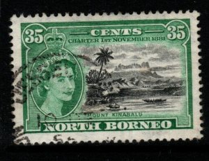 NORTH BORNEO SG389 1956 35c BLACK & BLUISH-GREEN FINE USED