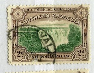 RHODESIA; 1932 early Victoria Falls issue 2d. fine used POSTMARK