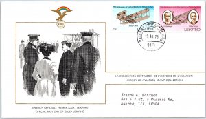 HISTORY OF AVIATION TOPICAL FIRST DAY COVER SERIES 1978 - LESOTHO 5c AND 25c