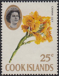 Cook Islands 1967-69 MH Sc #213 25c Canna lily