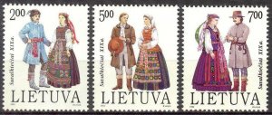 Lithuania 1992 Traditional Costumes Suvalkians set of 3 MNH