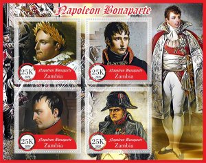 Stamps. Napoleon Bonaparte 1+1 sheets perf Zambia MNH **