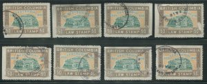CANADA REVENUE BCL48 USED BRITISH COLUMBIA LAW STAMP WHOLESALE LOT
