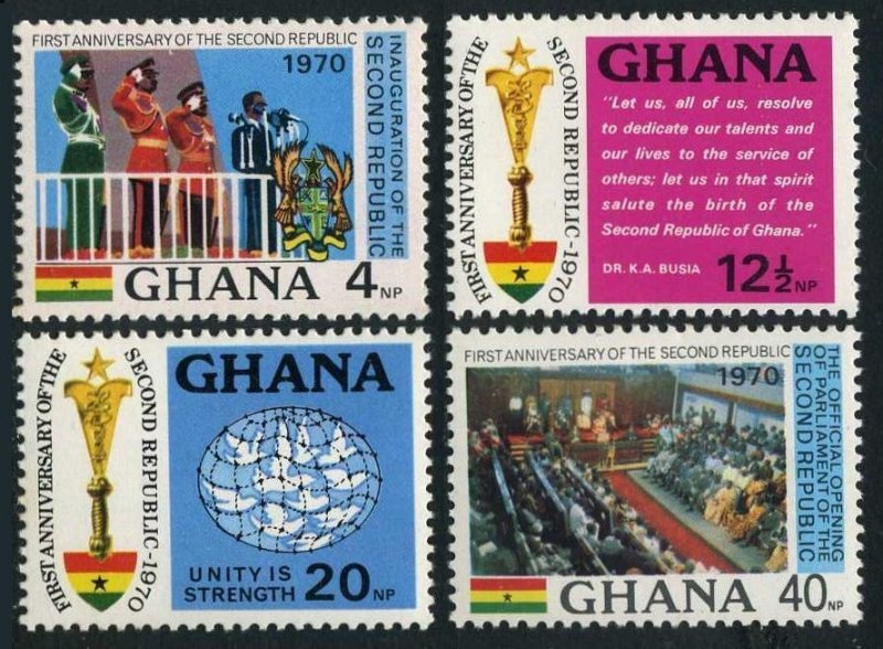 Ghana 398-401,MNH.Mi 409-412. Inauguration of the Second Republic,1970.Doves. 