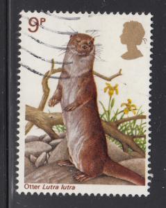 Great Britain 1977 used Scott #819 9p Otter Wildlife Protection