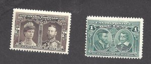 Canada # 96/97 MINT 1/2c BROWN AND 1c GREEN 1908 QUEBEC TERCENTENARY BS27350