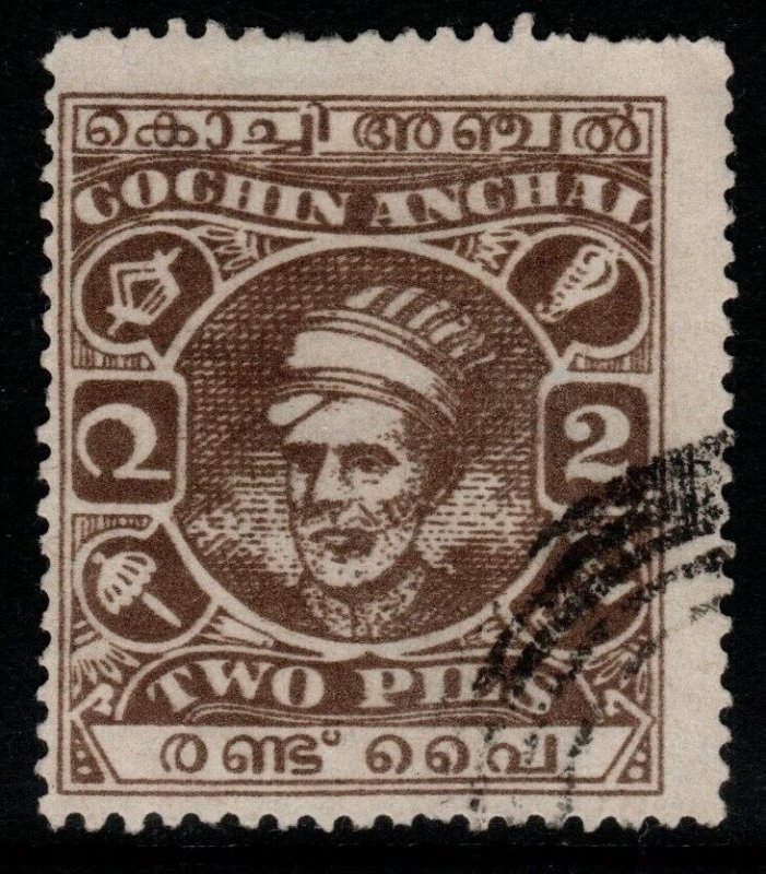 INDIA-COCHIN SG86 1943 2p GREY-BROWN USED