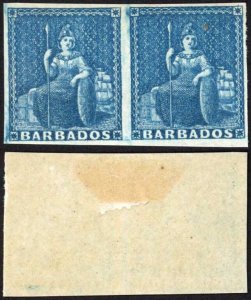 PAR Barbados SG10 (1d) azul profundo M/M gato ótima cor 220++ libras-