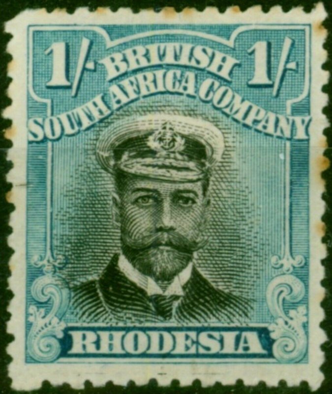 Rhodesia 1913 1s Black & Deep Turquoise-Blue SG233 Good MM
