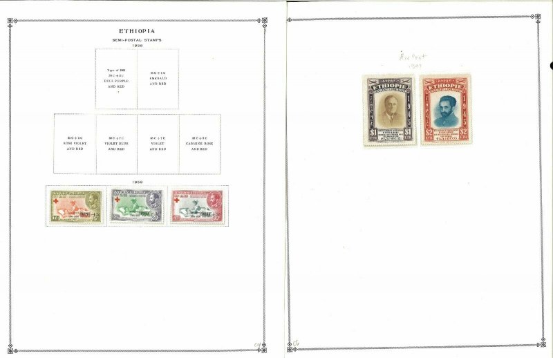 Ethiopia 1894-1992 Mint in Mounts & Used Hinged on Scott International Pages