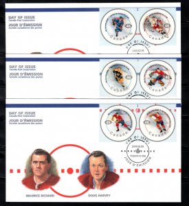 1838 Scott, (3) Combination FDC's, Canada, NHL ALL STARS - 1, 46c, 2000, Feb 5