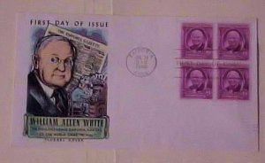 US FDC FLUEGEL  CACHET 1948 WILLIAM ALLEN WHITE CACHET UNADDRESSED