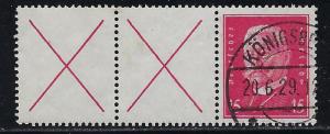 Germany Scott # 374, 2 labels X, used, se-tenant, Mi# W30.2