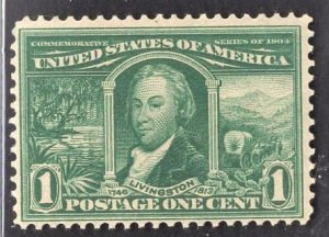 US Stamp#323 1c Green Livingston MINT Hinged OG SCV $ $22.50 