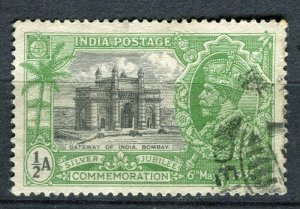 INDIA; 1935 early GV Jubilee issue fine used Shade of 1/2a. value,