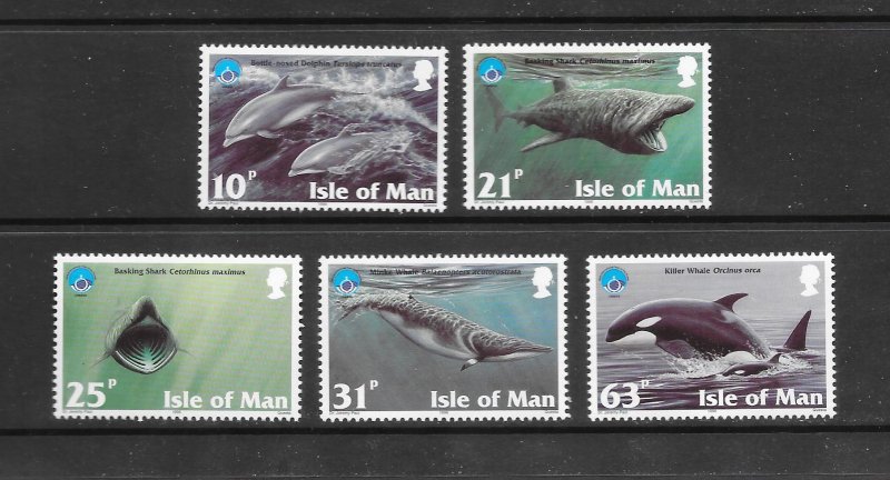 SHARK & WHALES - ISLE OF MAN #776-80   MNH