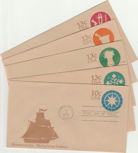 Scott# U571-U575   DIE 202-206 UPSS# 3576-3585 FDC US set of 10 Envelopes.