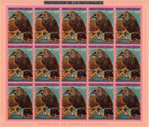 Equatorial Guinea 1976  NORTH AMERICAN BIRDS 7 MINI-SHEETLETS IMPERFORATED MNH